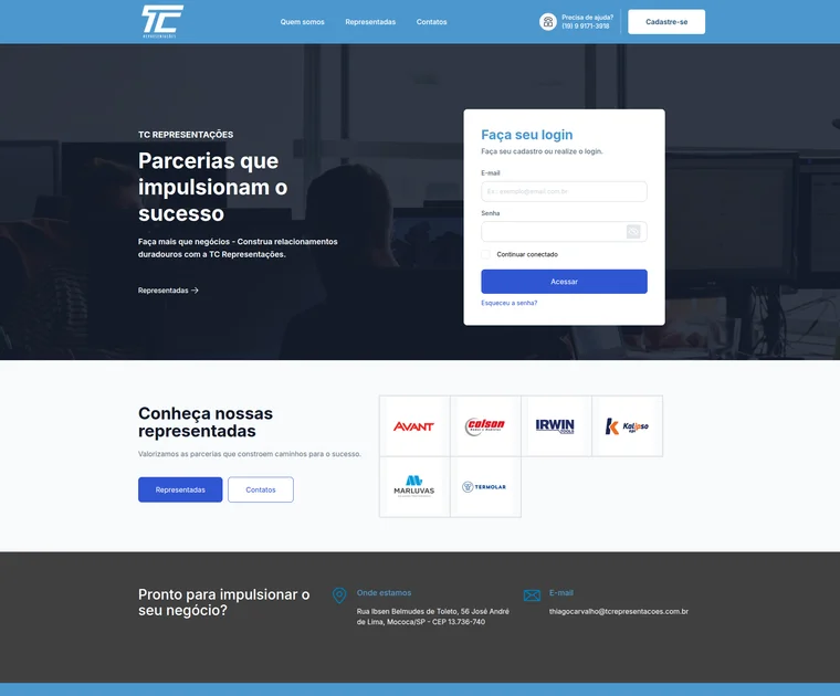 TC Representações B2B platform — gated wholesale storefront for construction materials