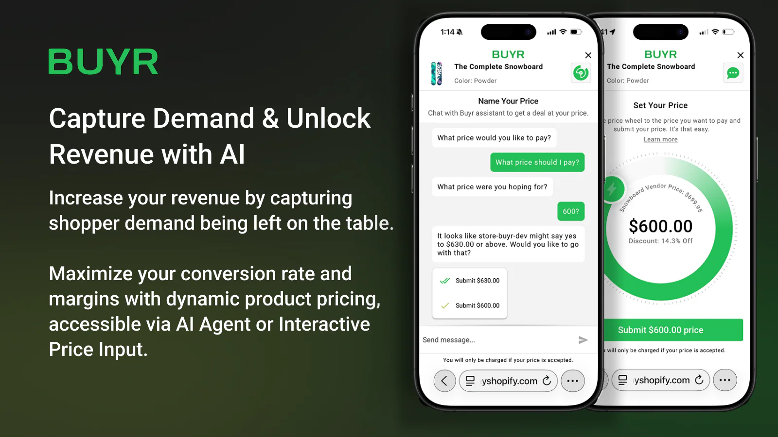 Buyr Shopify app — interactive pricing and AI offer negotiation